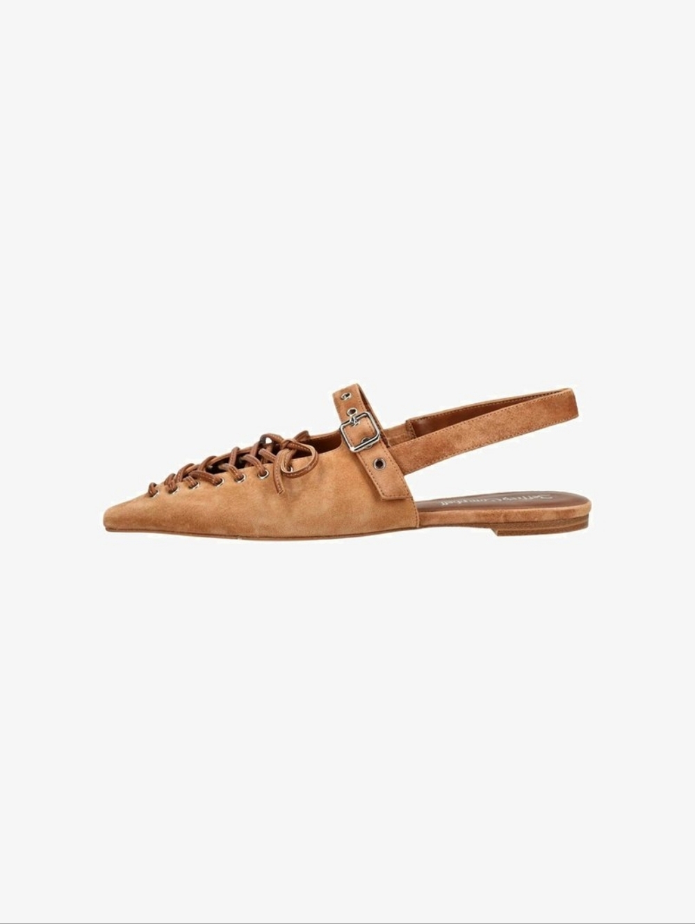 Jeffrey Campbell Women's Suede Geralt Tie Slingback Flats. Size 11. Color Brown - Picture 8 of 11